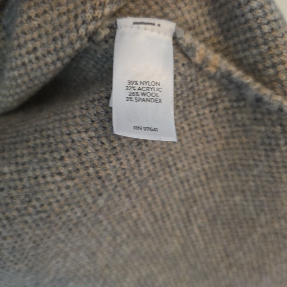 J.Jill Plaid Open Front Sweater Coat Coatigan Beige Gray Size Medium - Picture 3 of 7